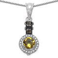1.00 Carat Genuine Citrine, Champagne Diamond & White Diamond .925 Sterling Silver Pendant by Bids.com