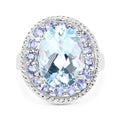 7.41 Carat Genuine Blue Topaz and Tanzanite .925 Sterling Silver Ring by Bids.com