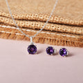 Purple Amethyst Stud Earrings by Fine Color Jewels