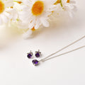 Purple Solitaire Amethyst Jewelry Set by Fine Color Jewels