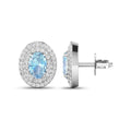Genuine Aquamarine and Diamond Halo Stud Earrings by Fine Color Jewels