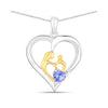 0.45 CTTW Heart Violet Tanzanite Prong Silver Mom Pendant Necklace