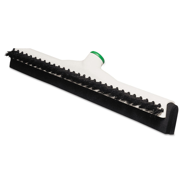 Unger Sanitary Brush with Squeegee, Black Polypropylene Bristles, 18" Brush, Moss Plastic Handle