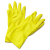 Boardwalk Flock-Lined Latex Cleaning Gloves, X-Large, Yellow, 12 Pairs