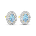 Genuine Aquamarine and Diamond Halo Stud Earrings by Fine Color Jewels