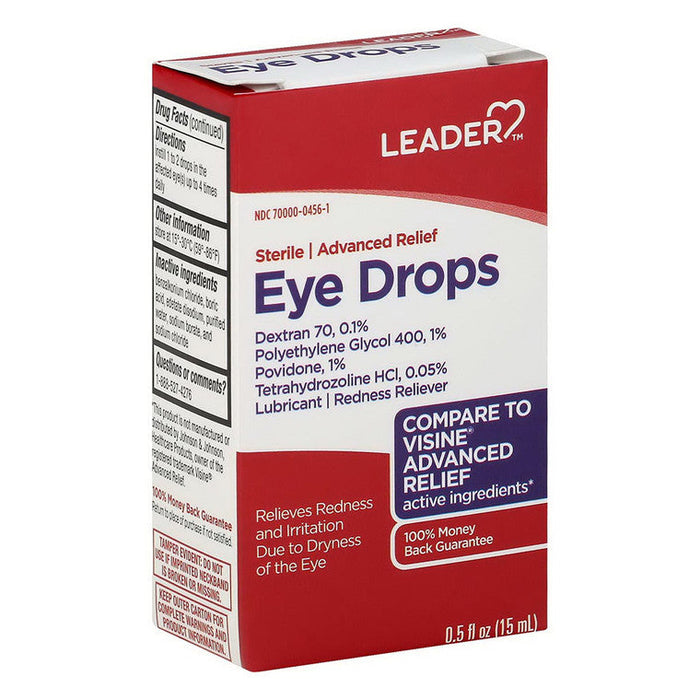 Leader Eye Drops, Sterile, Advanced Relief, 0.5 Fl Oz by Pasteur Pharmacy