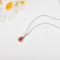 Peach sapphire Teardrop Pendant Necklace by Fine Color Jewels