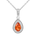 Peach sapphire Teardrop Pendant Necklace by Fine Color Jewels