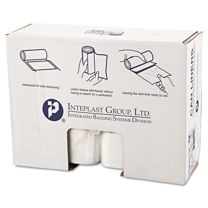 Inteplast Group High-Density Interleaved Commercial Can Liners, 60 gal, 17 microns, 38" x 60", Clear, 200/Carton
