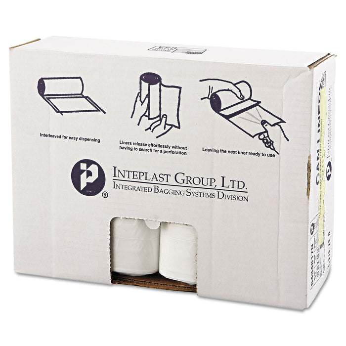 Inteplast Group High-Density Interleaved Commercial Can Liners, 60 gal, 17 microns, 43" x 48", Clear, 200/Carton