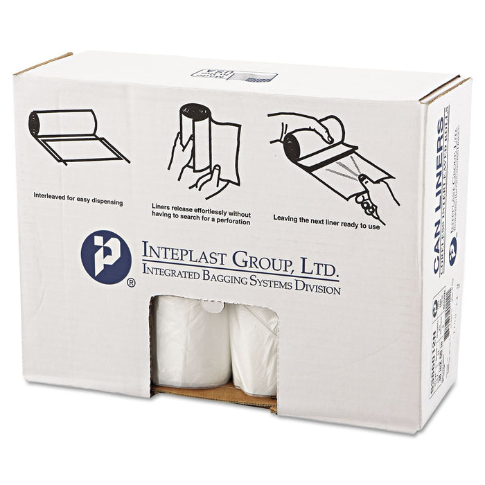 Inteplast Group High-Density Interleaved Commercial Can Liners, 60 gal, 12 microns, 38" x 60", Clear, 200/Carton