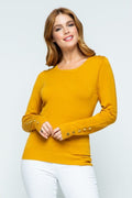 Button Shoulder & Sleeve Sweater - Mustard by Boutique 23
