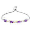 Oval Purple Amethyst Prong Two-Tone Gold Plated Silver Infinity Bolo Adjustable Bracelet