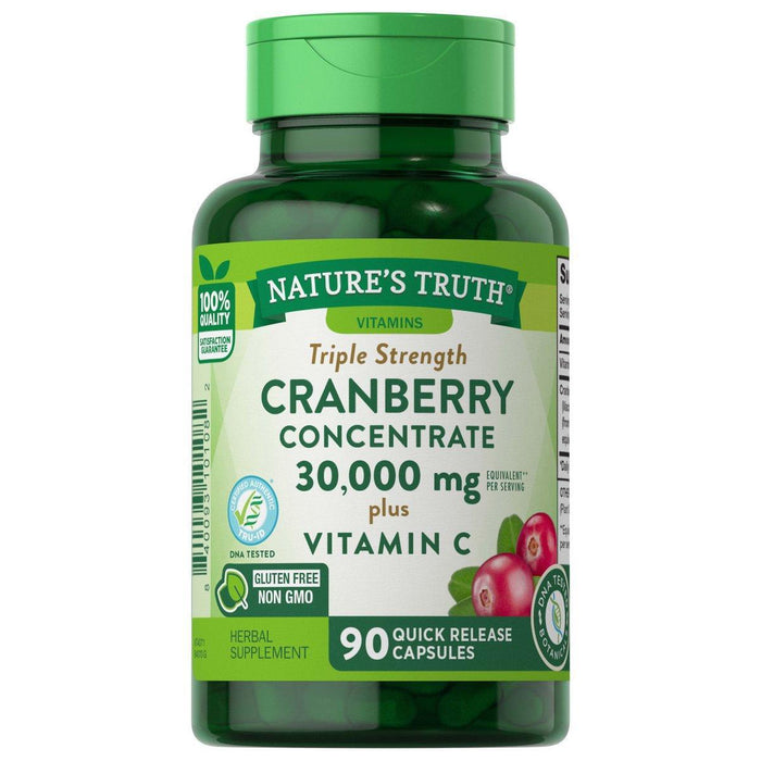 Nature's Truth Quick Release Capsules Triple Strength 30,000 Mg Cranberry Concentrate Plus Vitamin C by Pasteur Pharmacy