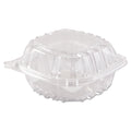 Dart ClearSeal Hinged-Lid Plastic Containers, 5.8 x 6 x 3, Clear, Plastic, 125/Pack, 4 Packs/Carton