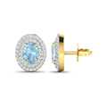 Genuine Aquamarine and Diamond Halo Stud Earrings by Fine Color Jewels