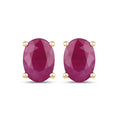 1.70 Ct Oval Pink Ruby Prong 10K Gold Stud Earrings by Fine Color Jewels