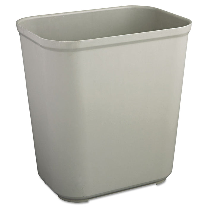 Rubbermaid Fire-Resistant Wastebasket, Rectangular, Fiberglass, 7 gal, Gray