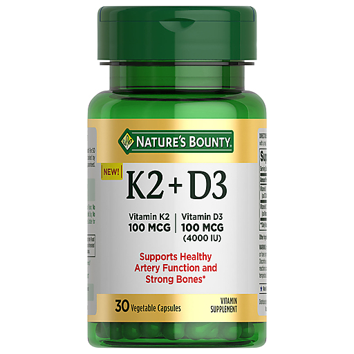 Nature's Bounty Vitamin K2 + D3, 100 Mcg, Vegetable Capsules by Pasteur Pharmacy