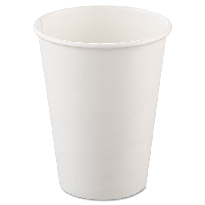 Dart Single-Sided Poly Paper Hot Cups, 12 oz, White, 50/Bag, 20 Bags/Carton