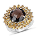8.56 Carat Genuine Smoky Quartz & Citrine .925 Sterling Silver Ring by Bids.com