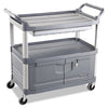 Rubbermaid Xtra Instrument Cart with Locking Storage Area, Plastic, 3 Shelves, 300 lb Capacity, 20" x 40.63" x 37.8", Gray