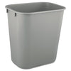 Rubbermaid Deskside Plastic Wastebasket, Rectangular, 3.5 gal, Gray