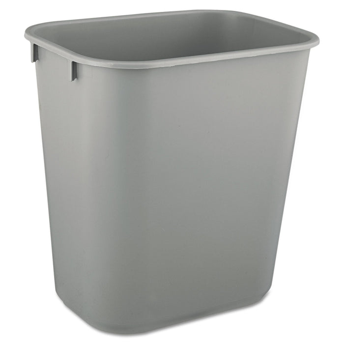 Rubbermaid Deskside Plastic Wastebasket, Rectangular, 3.5 gal, Gray