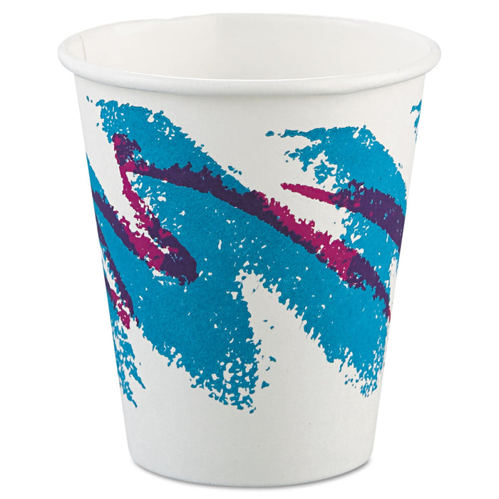 Dart Jazz Paper Hot Cups, 6 oz, White/Green/Purple, 50/Bag, 20 Bags/Carton