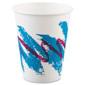 Dart Jazz Paper Hot Cups, 8 oz, White/Green/Purple, 50/Bag, 20 Bags/Carton
