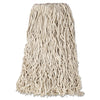 Rubbermaid Premium Cut-End Cotton Wet Mop Head, 24 oz, White, 1" White Band, 12/Carton