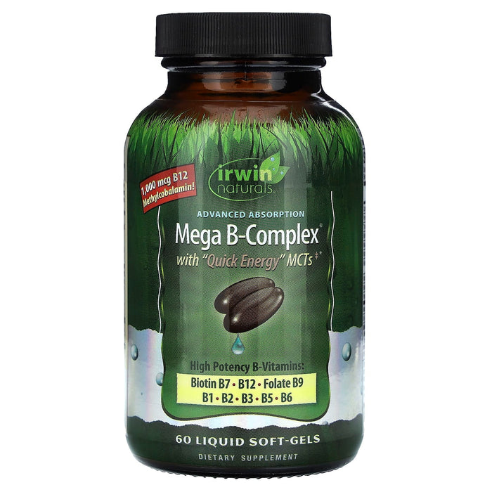 Irwin Naturals® Mega B-Complex – With Quick Energy MCTs – 60 Liquid Soft-Gels by Pasteur Pharmacy