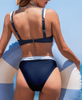 Cupshe Womens U Wire Cutout Back Hook Bikini Sets - Dark Blue, Size S by Vanessa Jane