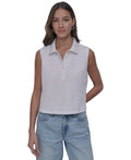 Dkny Jeans Womens Cropped Sleeveless Polo Shirt by Vanessa Jane