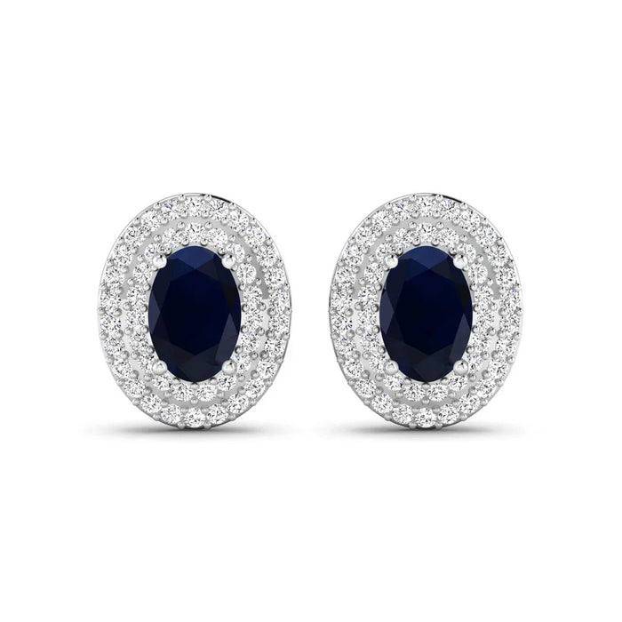 Genuine Sapphire Diamond Studs by Fine Color Jewels