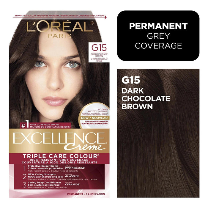 Excellence L'Oreal Paris Triple Protection Permanent Hair Color - 6.3 Fl Oz - 4AR Dark Chocolate Brown - 1 Kit by Pasteur Pharmacy