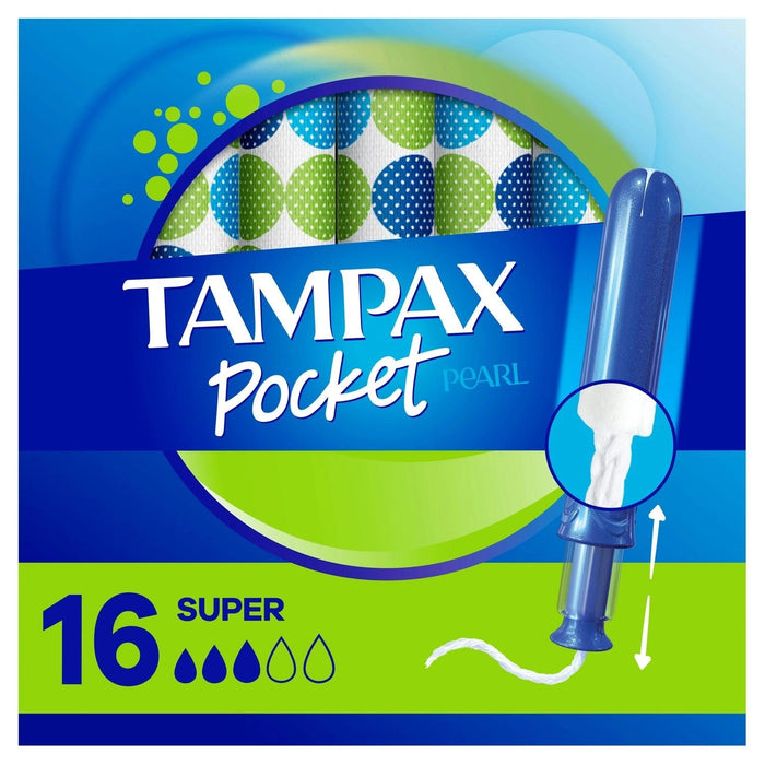 Tampax Pocket Pearl Compact Tampons Super Absorbency With BPA-Free Plastic Applicator And LeakGuard Braid, Unscented by Pasteur Pharmacy