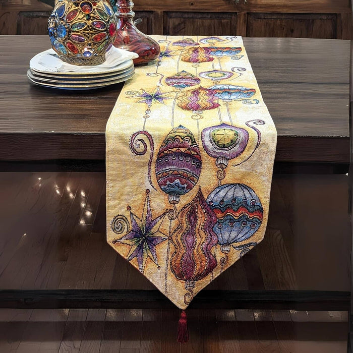 DaDa Bedding Bohemian Ornaments Colorful Holiday Lanterns Tapestry Dining Table Runner (14916) by DaDalogy Bedding Collection