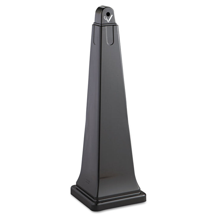 Rubbermaid GroundsKeeper Cigarette Waste Collector, Pyramid, 1 gal, 12.25 x 39.75,  Black