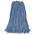 Rubbermaid Cotton/Synthetic Cut-End Blend Mop Head, 24 oz, 1" Band, Blue, 12/Carton