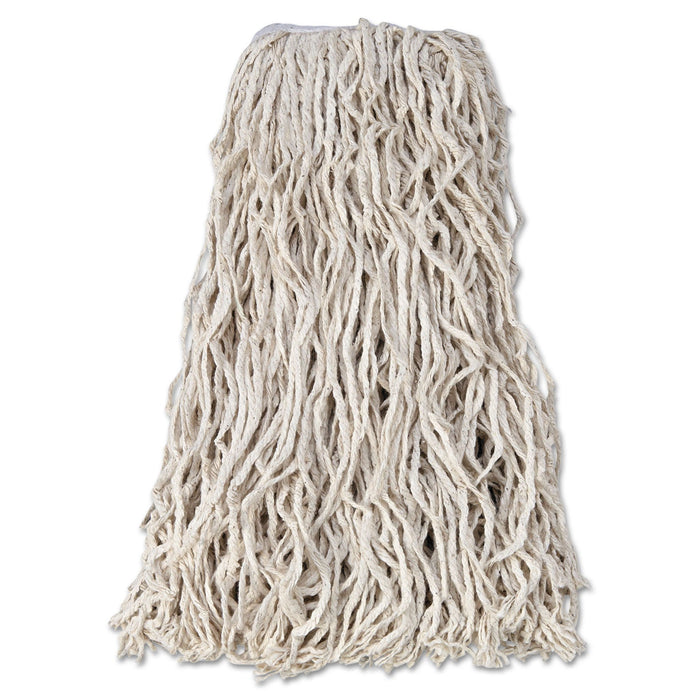 Rubbermaid Economy Cut-End Cotton Wet Mop Head, 24oz, 1" Band, White, 12/Carton