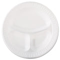 Dart Laminated Foam Dinnerware, Plate, 3-Compartment, 10.25" dia, White, 125/Pack, 4 Packs/Carton