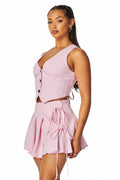 Serene Crop Top Tuxedo Top & Skort Set by The House of Stylez
