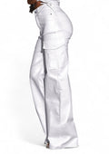 Water / Dirt Repellent White Coated Cargo Wide Leg Pants {Great Stretch} by The House of Stylez
