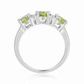 1.8 Ct Round Olive Green Peridot Prong Silver Three Stone Ring by Fine Color Jewels