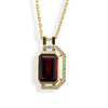 Natural Emerald Cut Red Garnet Pendant Necklace