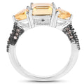 2.71 Carat Genuine Citrine and Champagne Diamond .925 Sterling Silver Ring by Bids.com