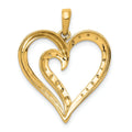 14k 1/10 carat Diamond Fancy Gold Heart Pendant by Fine Color Jewels