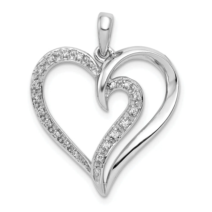14k 1/10 carat Diamond Fancy Gold Heart Pendant by Fine Color Jewels