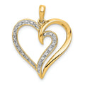 14k 1/10 carat Diamond Fancy Gold Heart Pendant by Fine Color Jewels